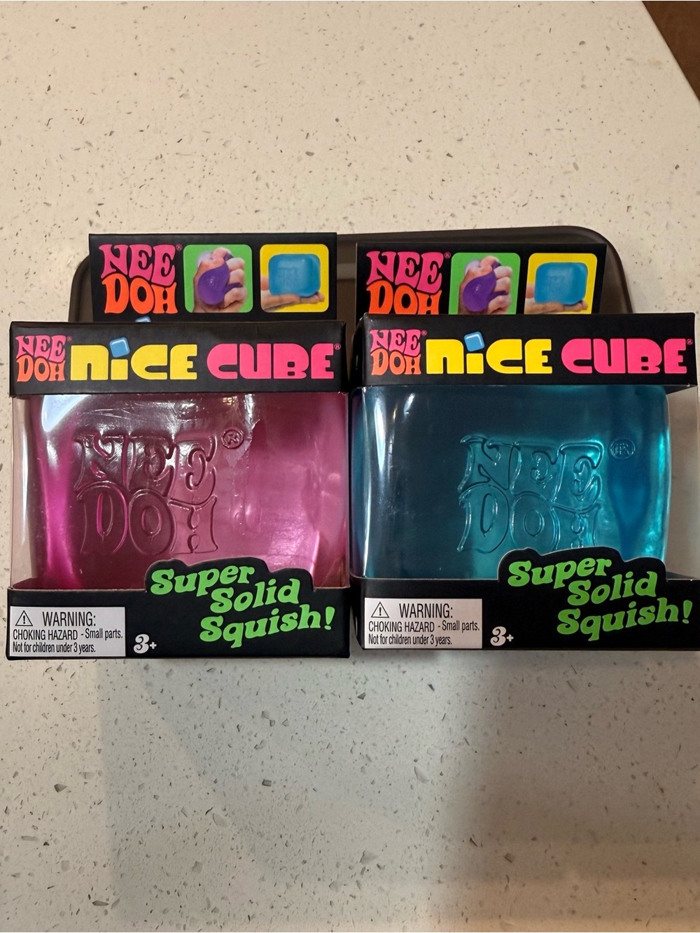 NeeDoh SET X 2 Nice Cube Super Solid Squish - Pink & Blue